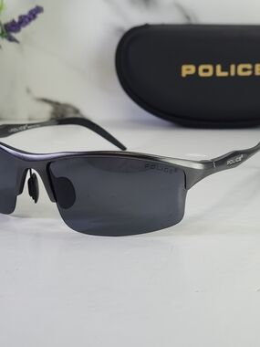 Police Sunglasses in Gunmetal with Black Lenses